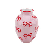 Vase - Blumenvase Bänder - Dolomit - Hellrosa/Rot - 13,5x13,5x19cm