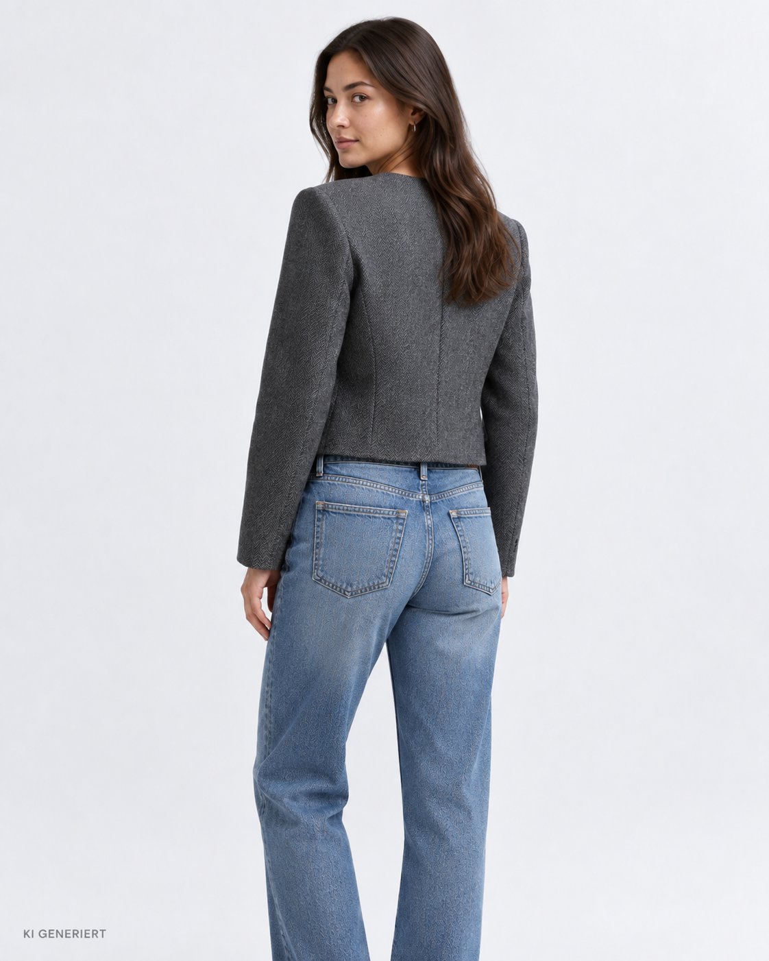Gina Tricot / Herringbone short blazer / Dark grey (9018)