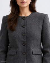 Gina Tricot / Herringbone short blazer / Dark grey (9018)