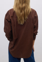 Gina Tricot / Poplin shirt / Brown/stripe