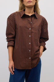 Gina Tricot / Poplin shirt / Brown/stripe
