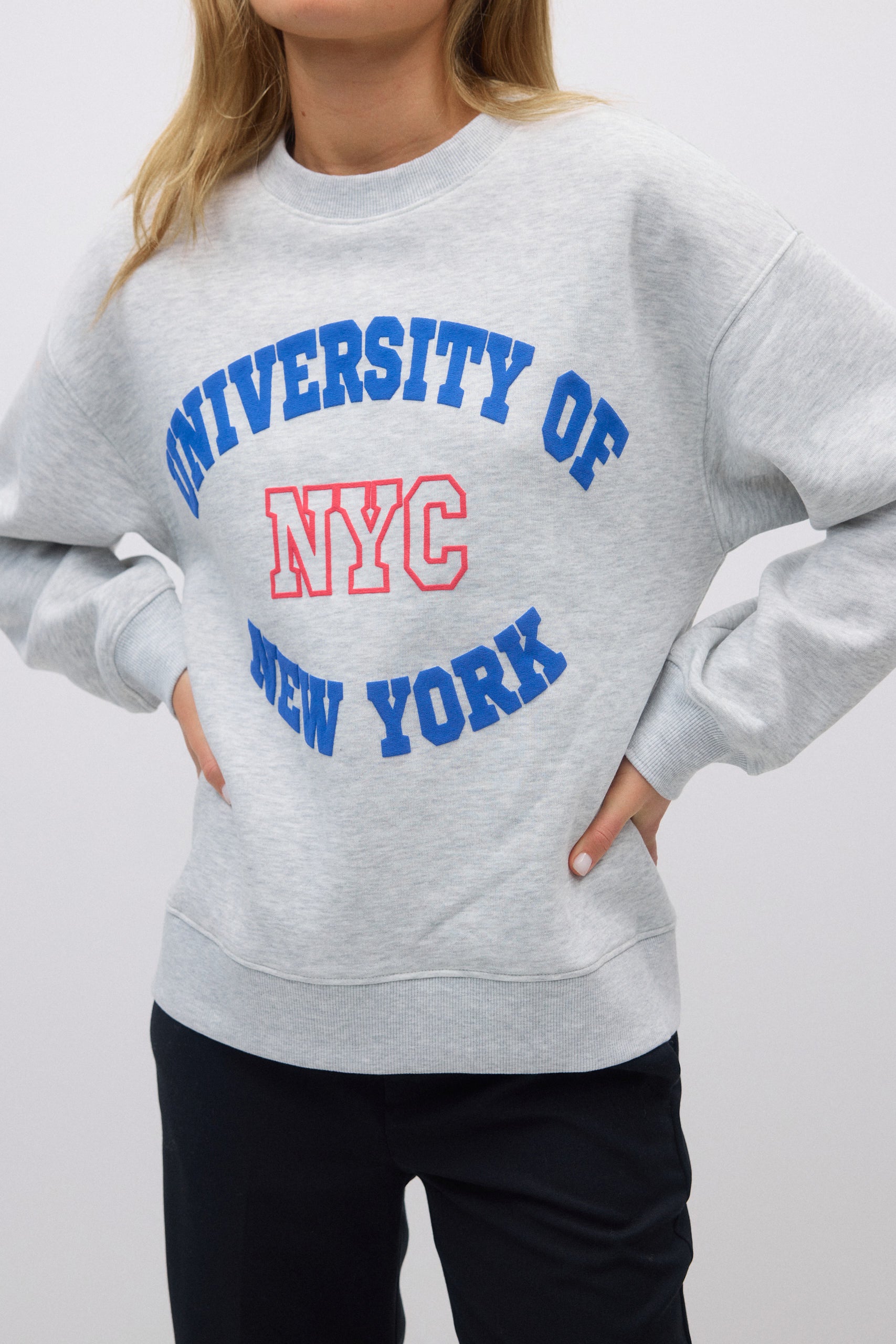 Gina Tricot / Printed sweater / Grey mel/text
