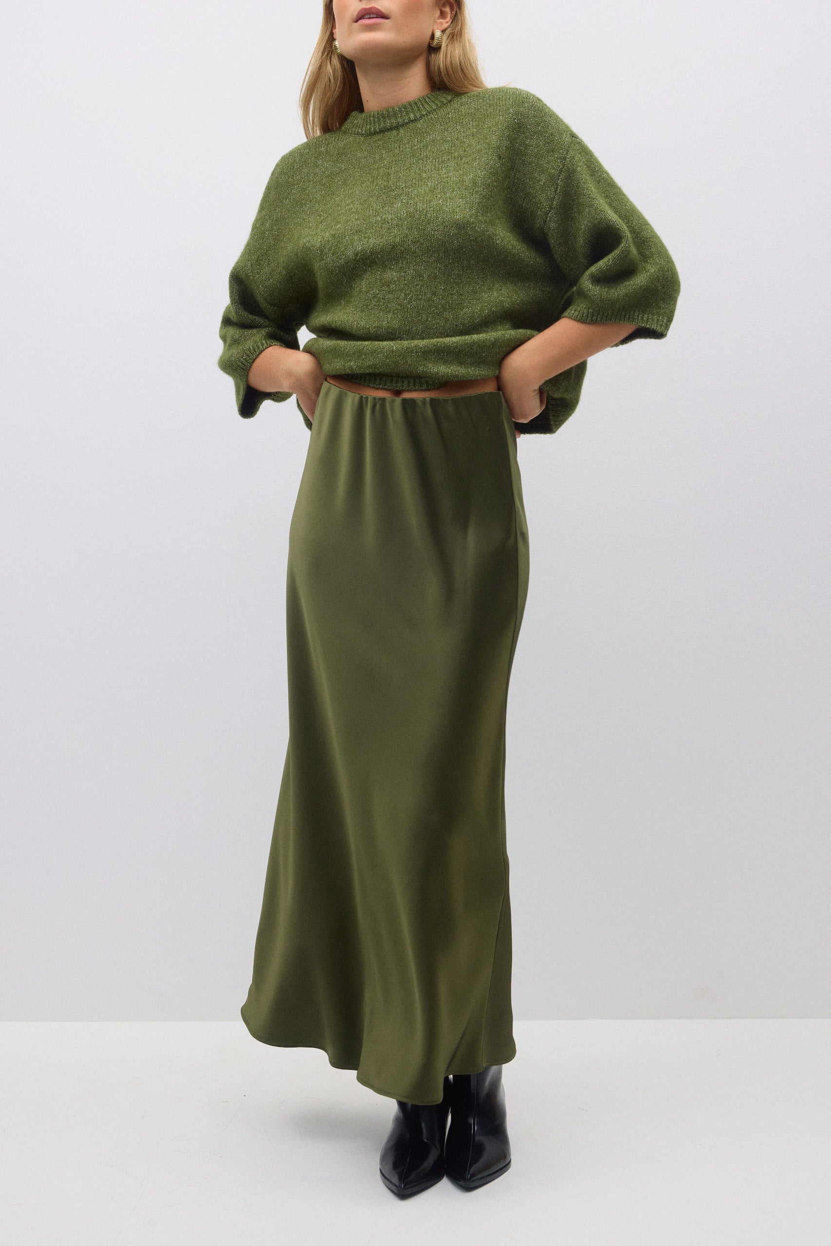 Gina Tricot / Crew neck knitted sweater / Happy green