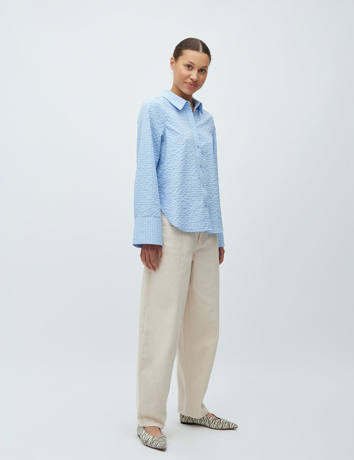 MbyM / Kiwa Check - Phoebe-M Shirt / Blouse / Light Blue Kiwa Check