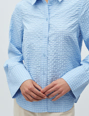 MbyM / Kiwa Check - Phoebe-M Shirt / Blouse / Light Blue Kiwa Check