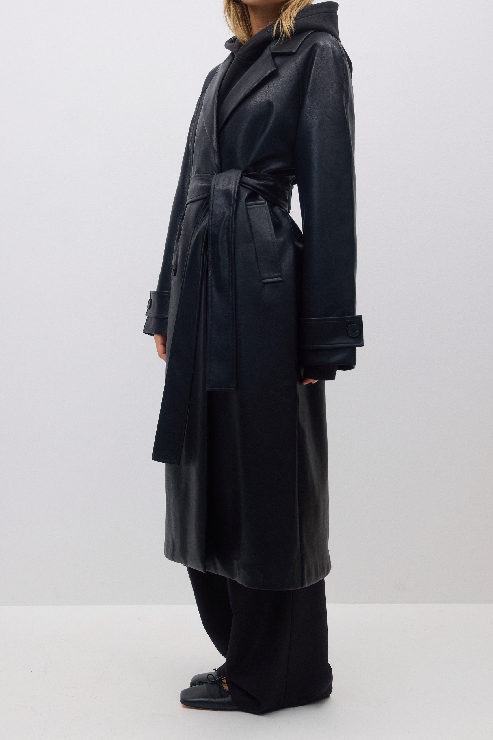 Gina Tricot / Belted pu trench coat / Black