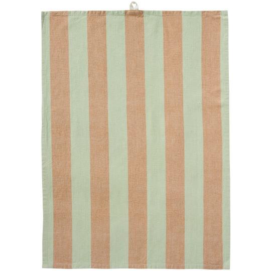 Ib Laursen / Geschirrtuch Linus m/hellgrünen und hellbraunen breiten Streifen