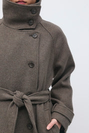 Gina Tricot / Belted wool blend coat / Taupe Grey