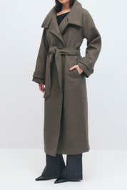 Gina Tricot / Belted wool blend coat / Taupe Grey