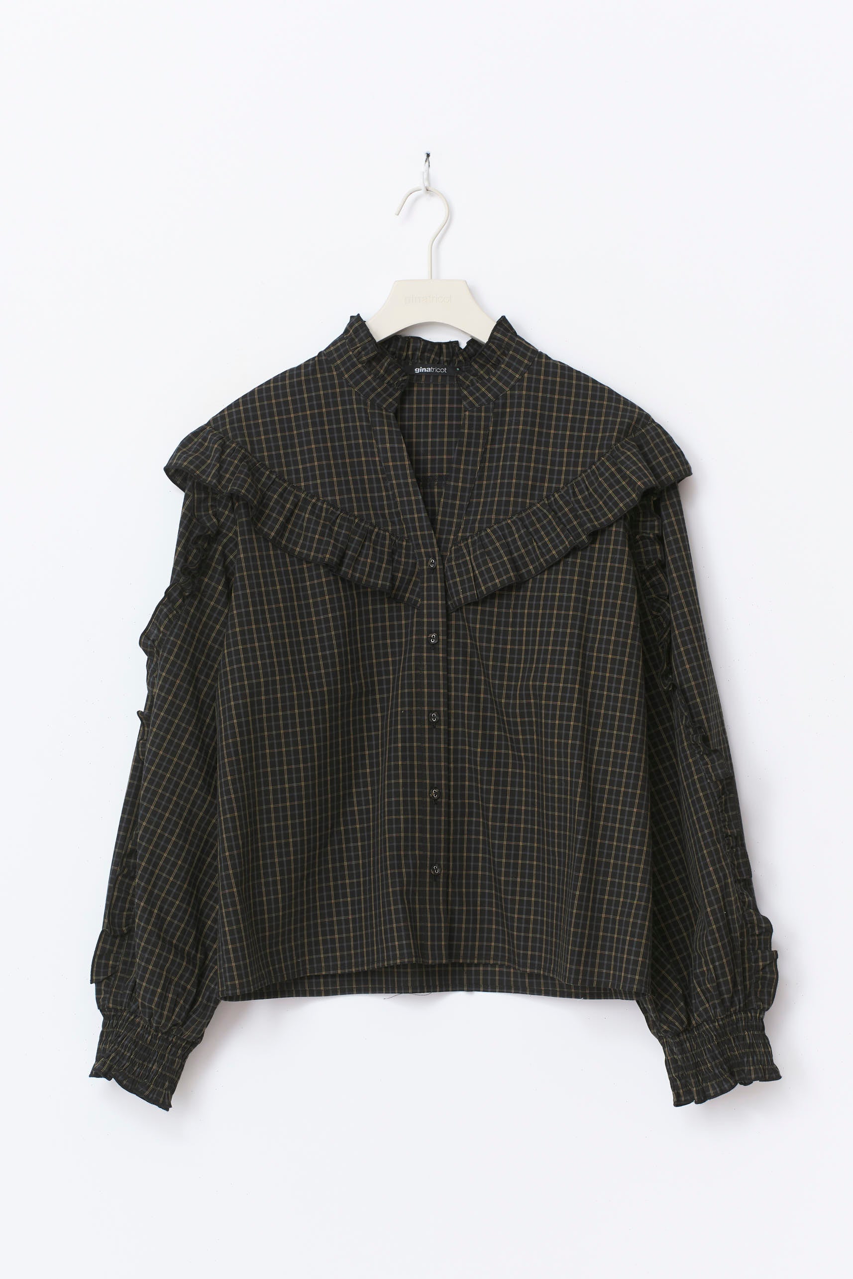 Gina Tricot / Frill blouse / Black Check