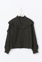 Gina Tricot / Frill blouse / Black Check