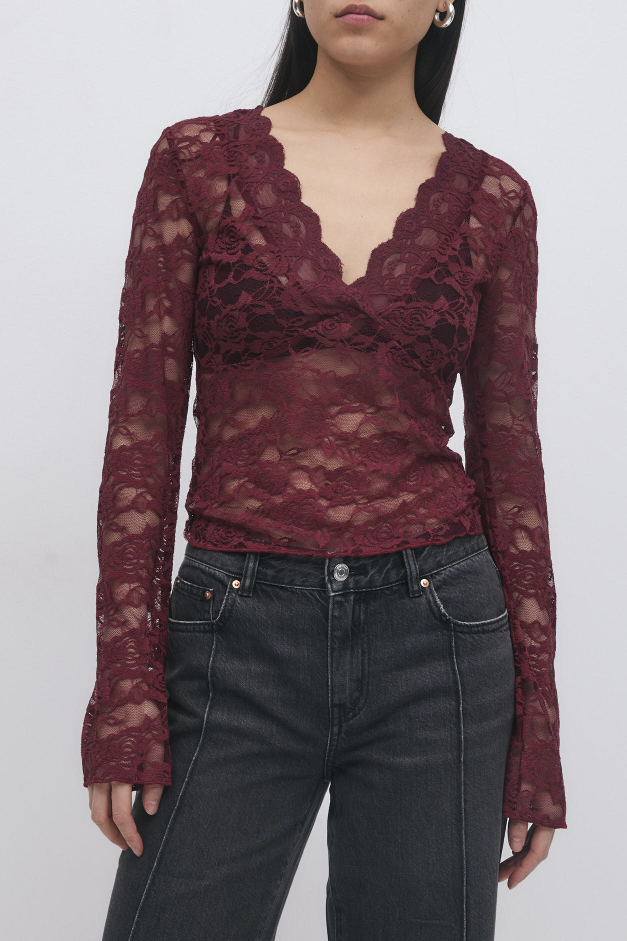 Gina Tricot / Lace top / Pomegranate