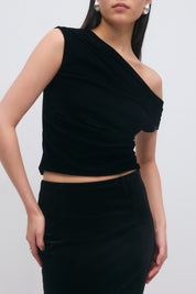 Gina Tricot / Asymmetric velvet top / Black