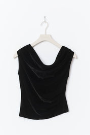 Gina Tricot / Asymmetric velvet top / Black