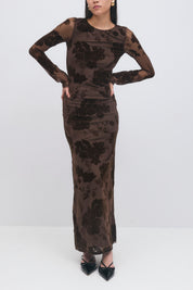 Gina Tricot / Burnout open back dress / Dark brown