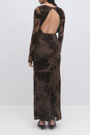 Gina Tricot / Burnout open back dress / Dark brown