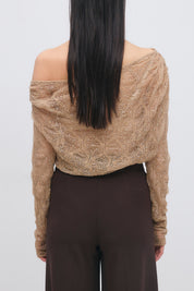 Gina Tricot / Rhinestone lace top / Camel