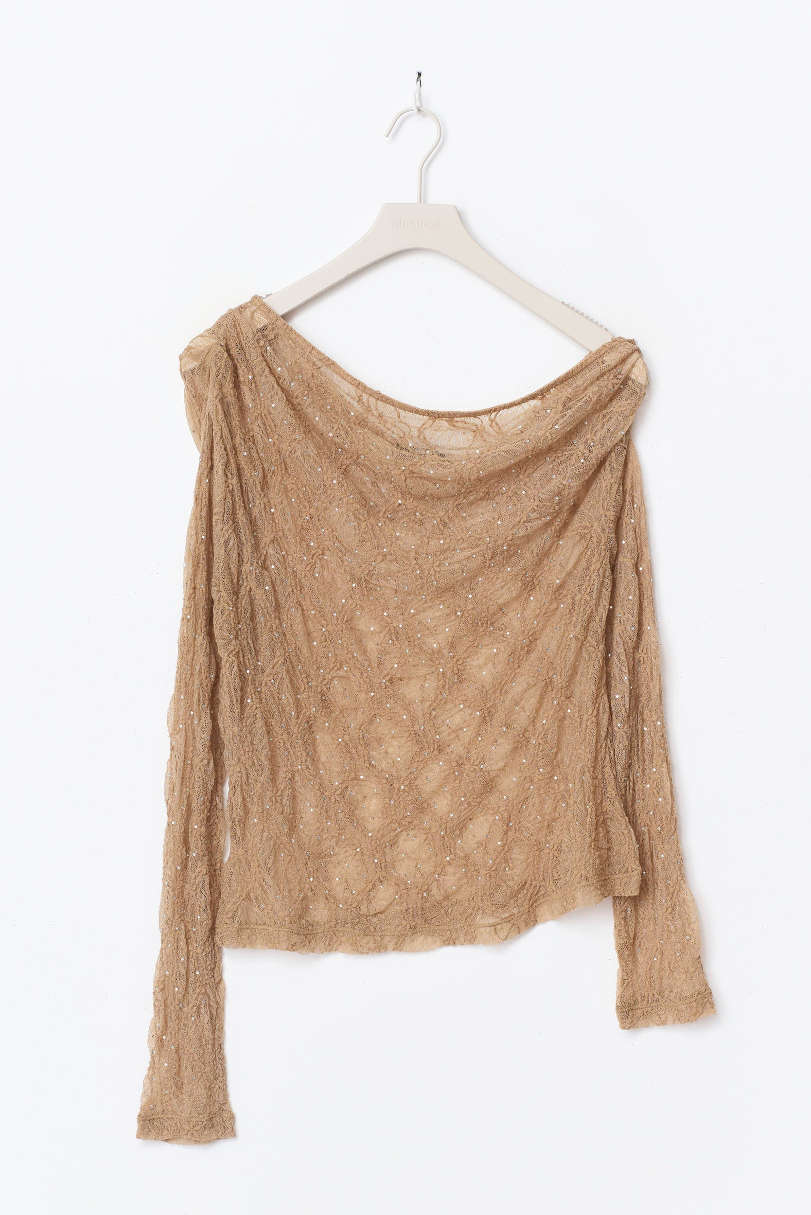 Gina Tricot / Rhinestone lace top / Camel