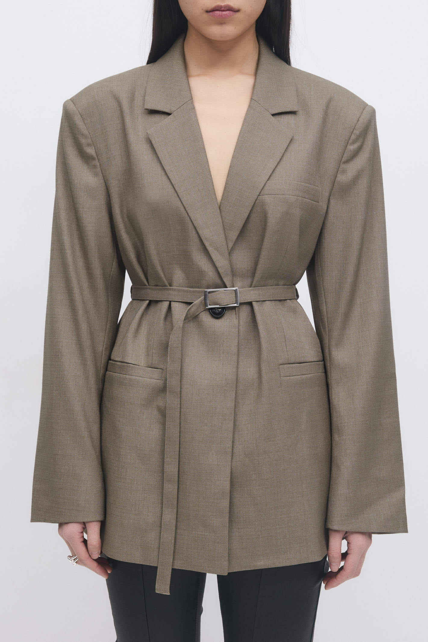 Gina Tricot / Belted blazer / Beige melange