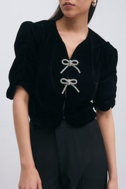 Gina Tricot / Velour top / Black