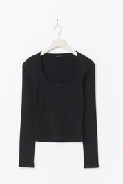 Gina Tricot / Tight rib long sleeve top / Black