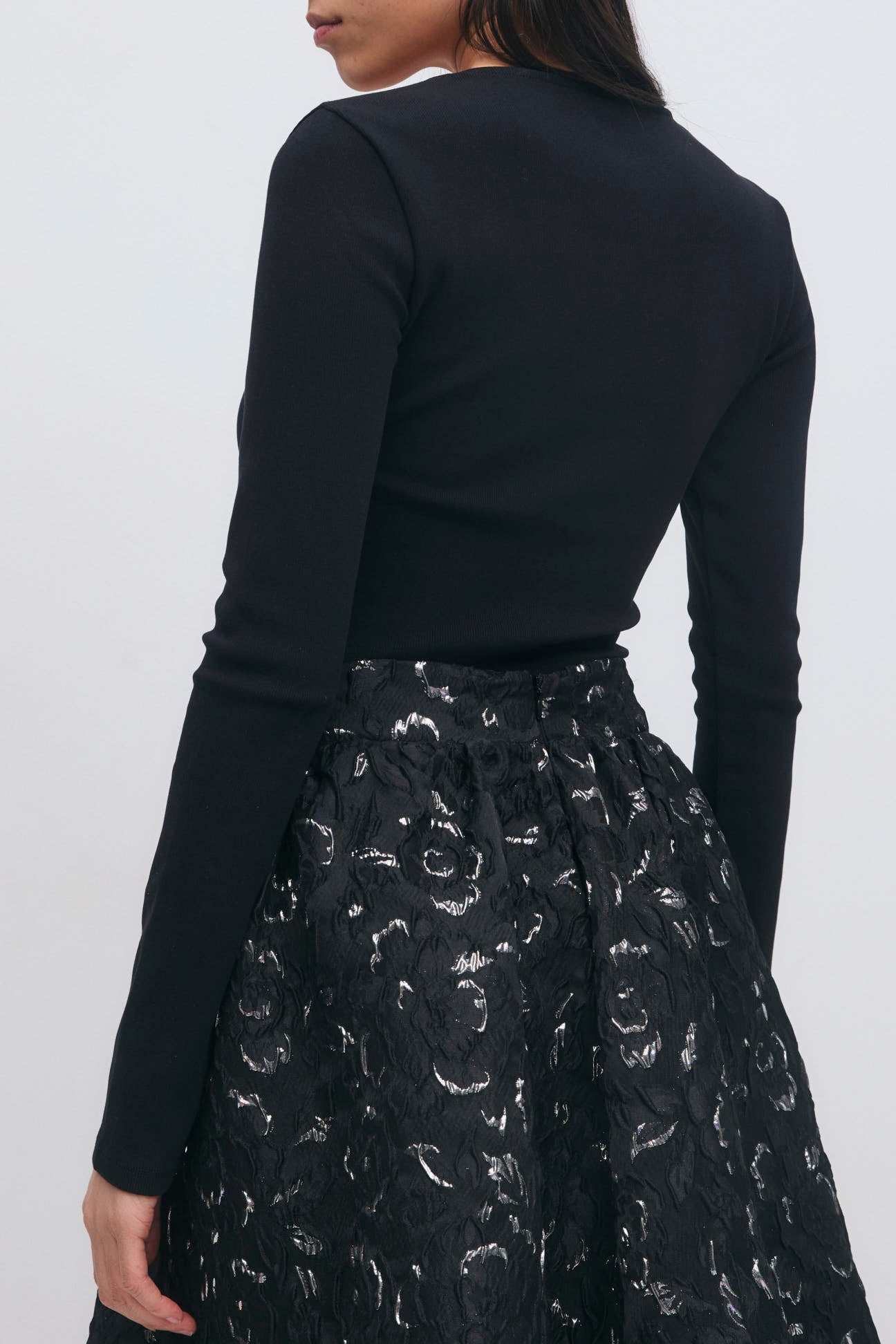 Gina Tricot / Tight rib long sleeve top / Black