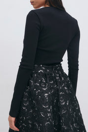 Gina Tricot / Tight rib long sleeve top / Black