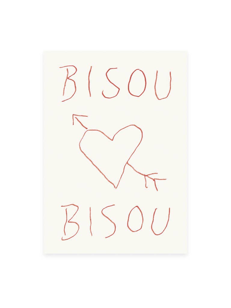 Postkarte 'Bisou Bisou' (Risographie) | Valentinstag