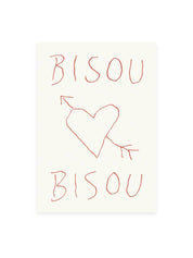 Postkarte 'Bisou Bisou' (Risographie) | Valentinstag