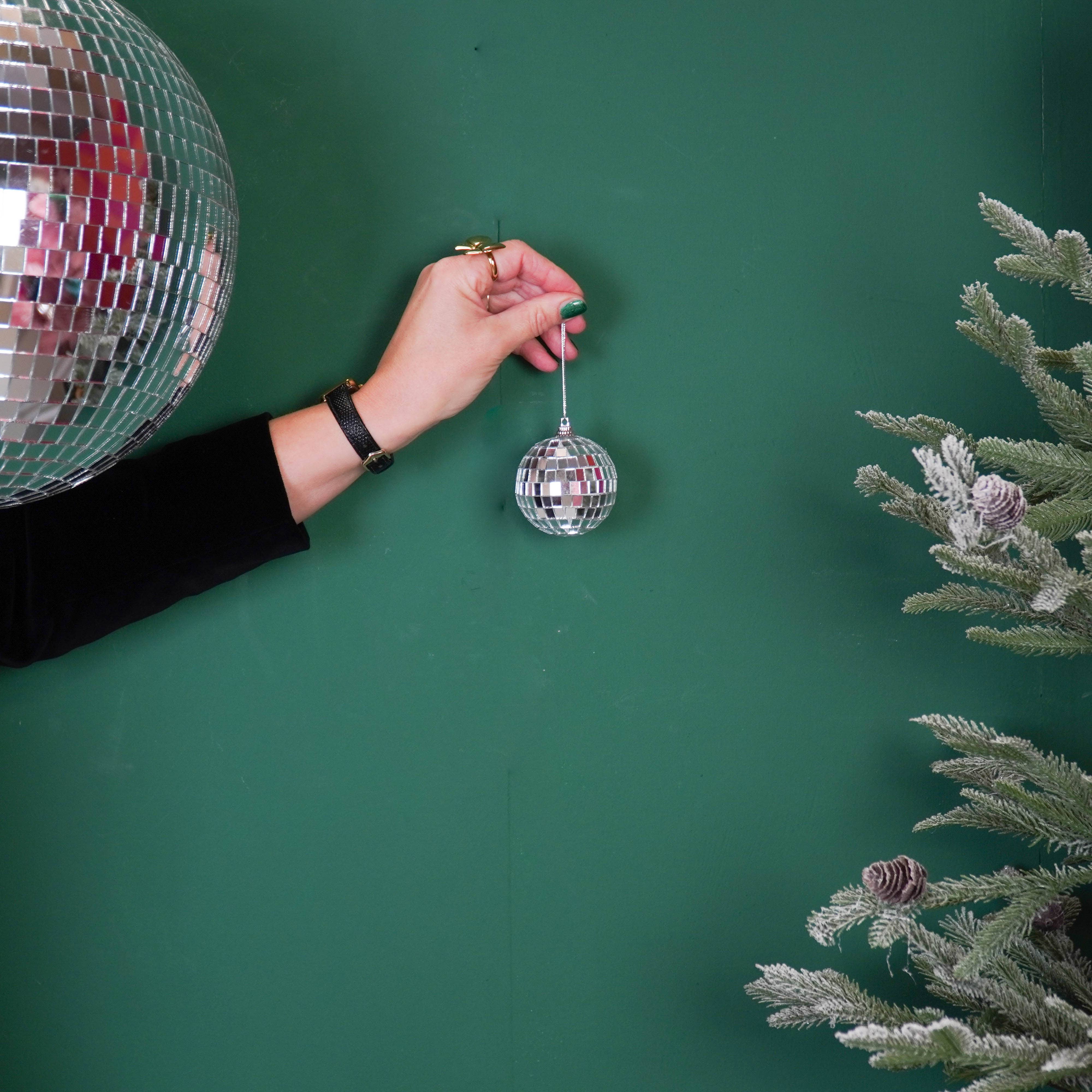 Weihnachtsdekoration - Weihnachtshänger - Discokugel - Schaumstoff - Set aus 6 - Silber - 6x6x6cm