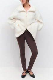 Gina Tricot / Pile zip jacket / Cloud dancer (1062)