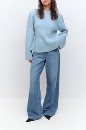 Gina Tricot / Knitted peplum top / Cashmere blue (5091)