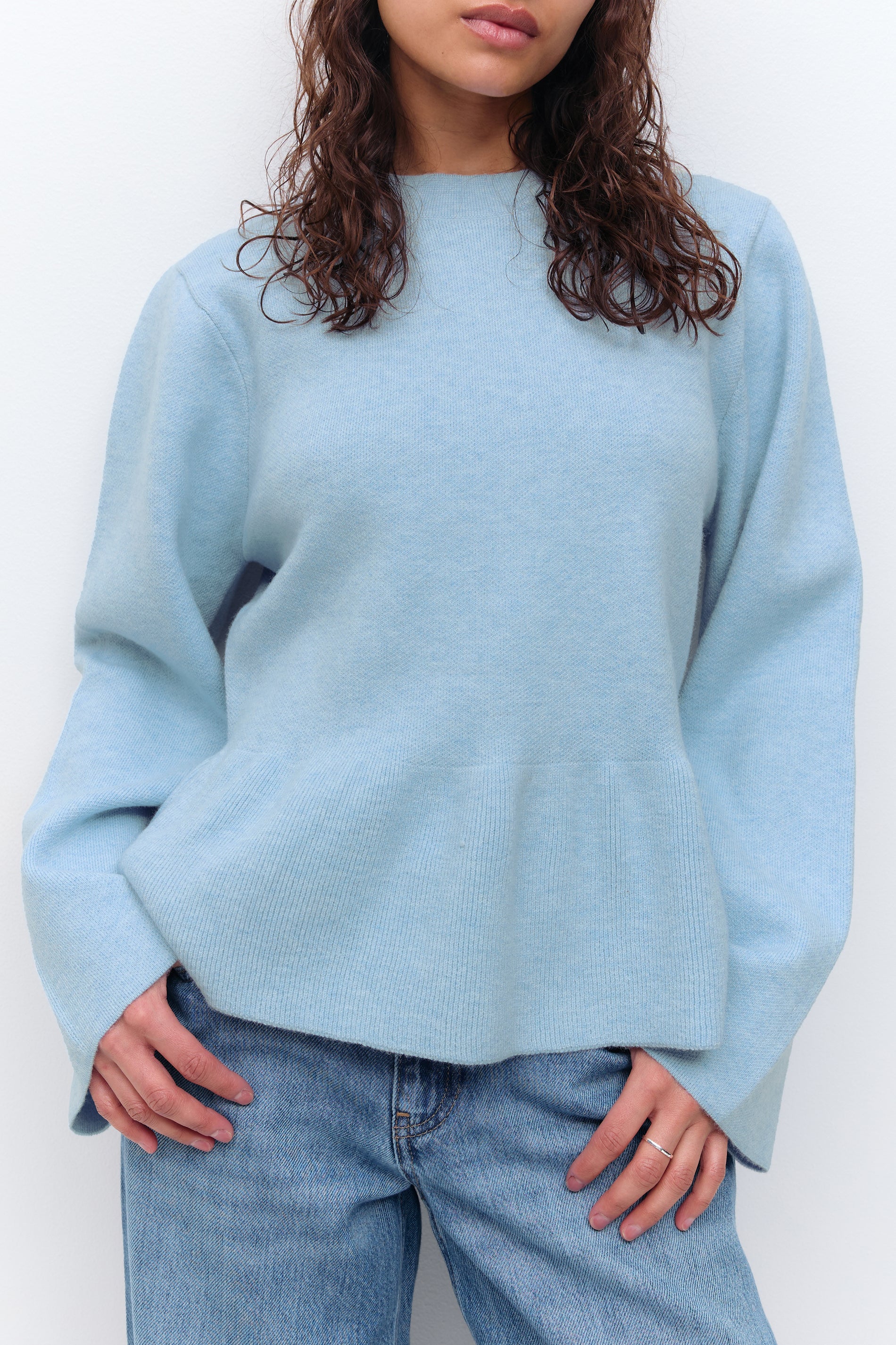 Gina Tricot / Knitted peplum top / Cashmere blue (5091)