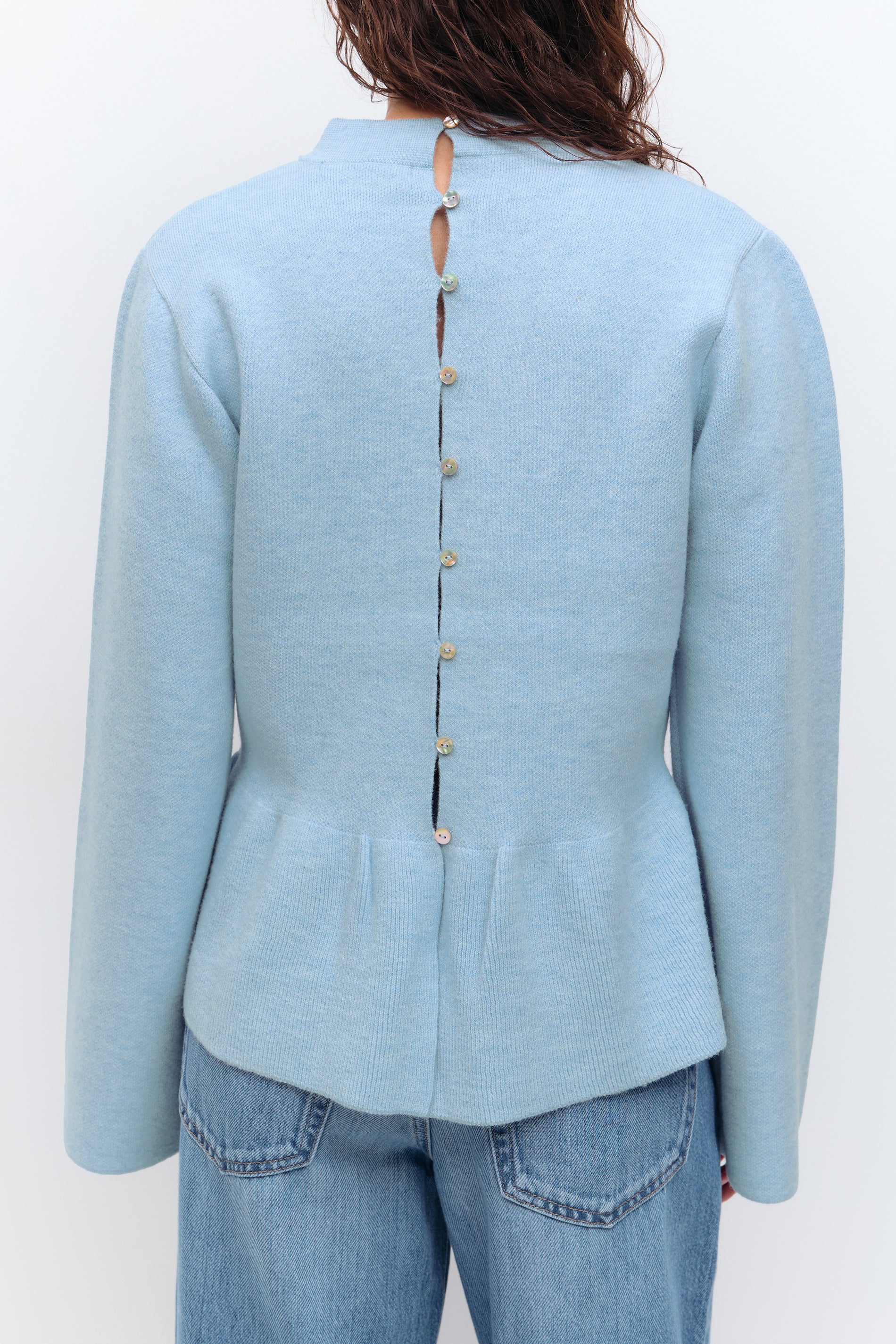 Gina Tricot / Knitted peplum top / Cashmere blue (5091)