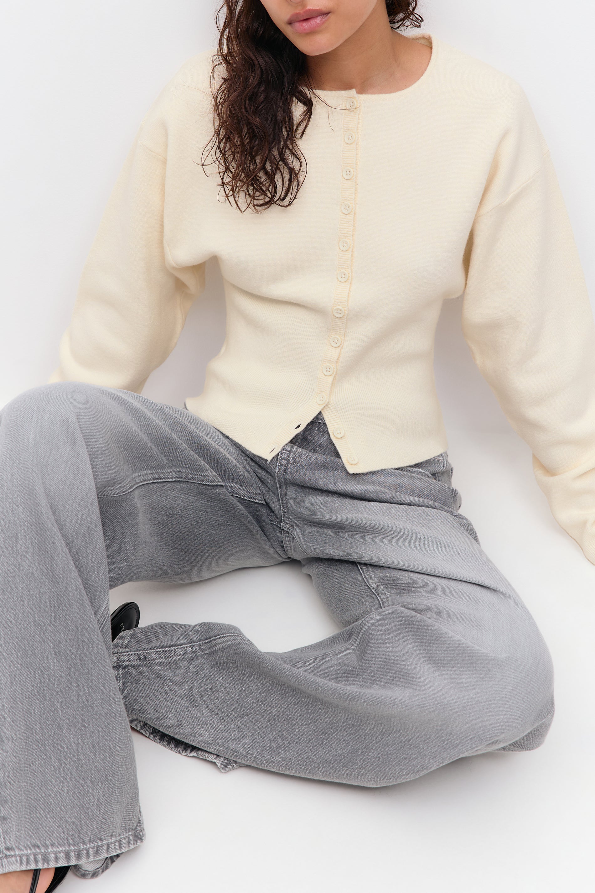 Gina Tricot / Shaped knitted cardigan / Gardenia (1496)