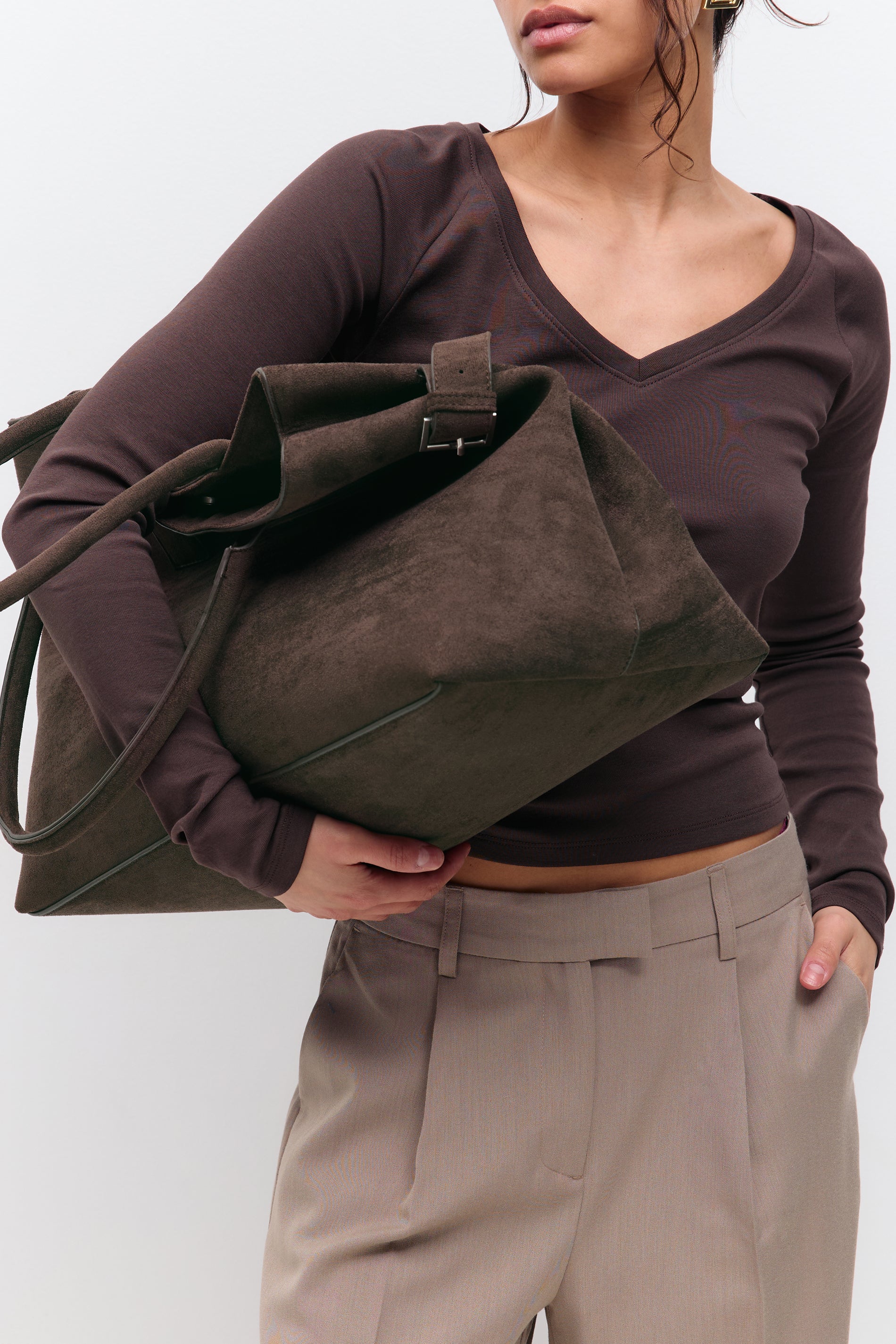 Gina Tricot / Large tote bag / Dark brown (7180)