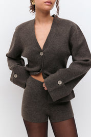 Gina Tricot / Knitted mini shorts / Brown melange (7924)