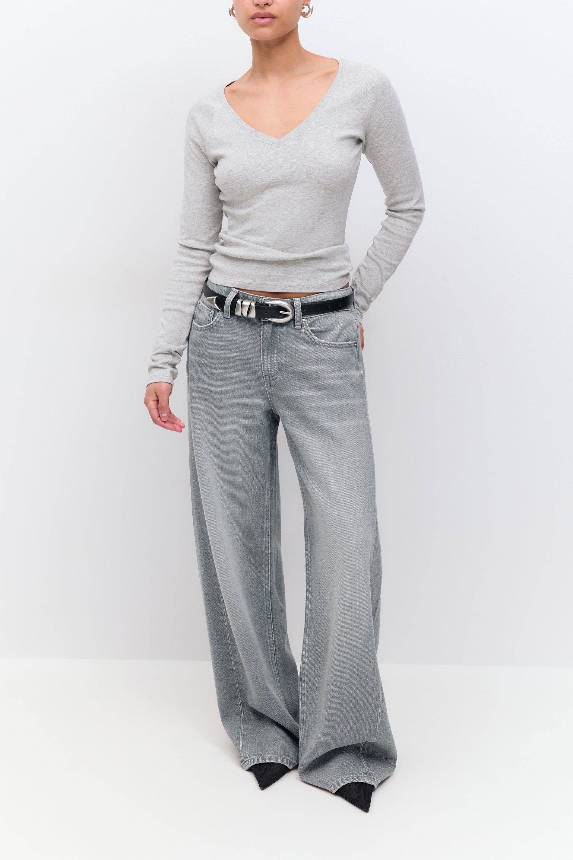 Gina Tricot / Low wide jeans / Grey