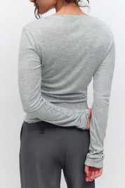 Gina Tricot / Sheer top / Lt greymelange (8049)