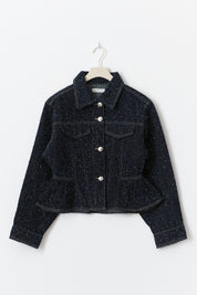 Gina Tricot / Peplum boucle denim jacket / Rinse