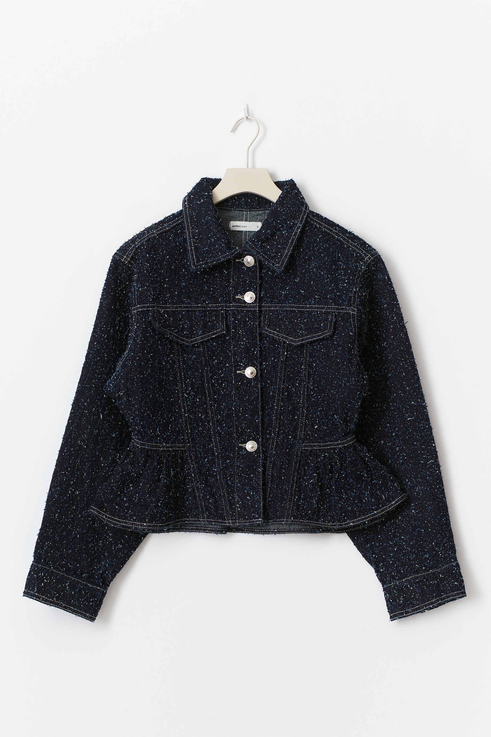 Gina Tricot / Peplum boucle denim jacket / Rinse