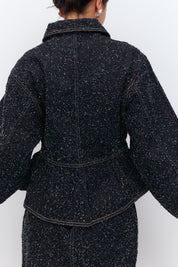 Gina Tricot / Peplum boucle denim jacket / Rinse
