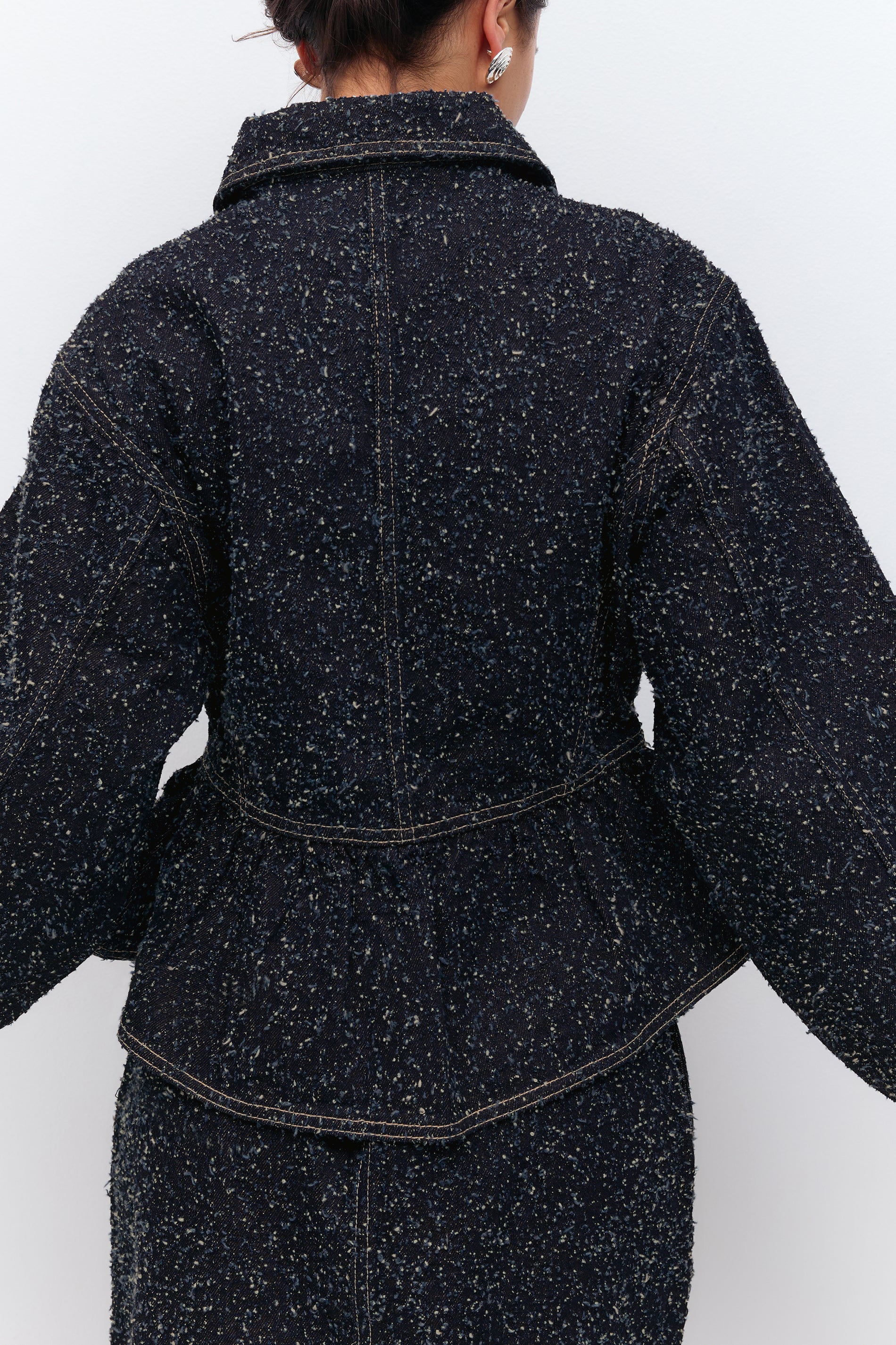 Gina Tricot / Peplum boucle denim jacket / Rinse