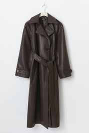 Gina Tricot / Belted pu trench coat / Dark brown (7180)