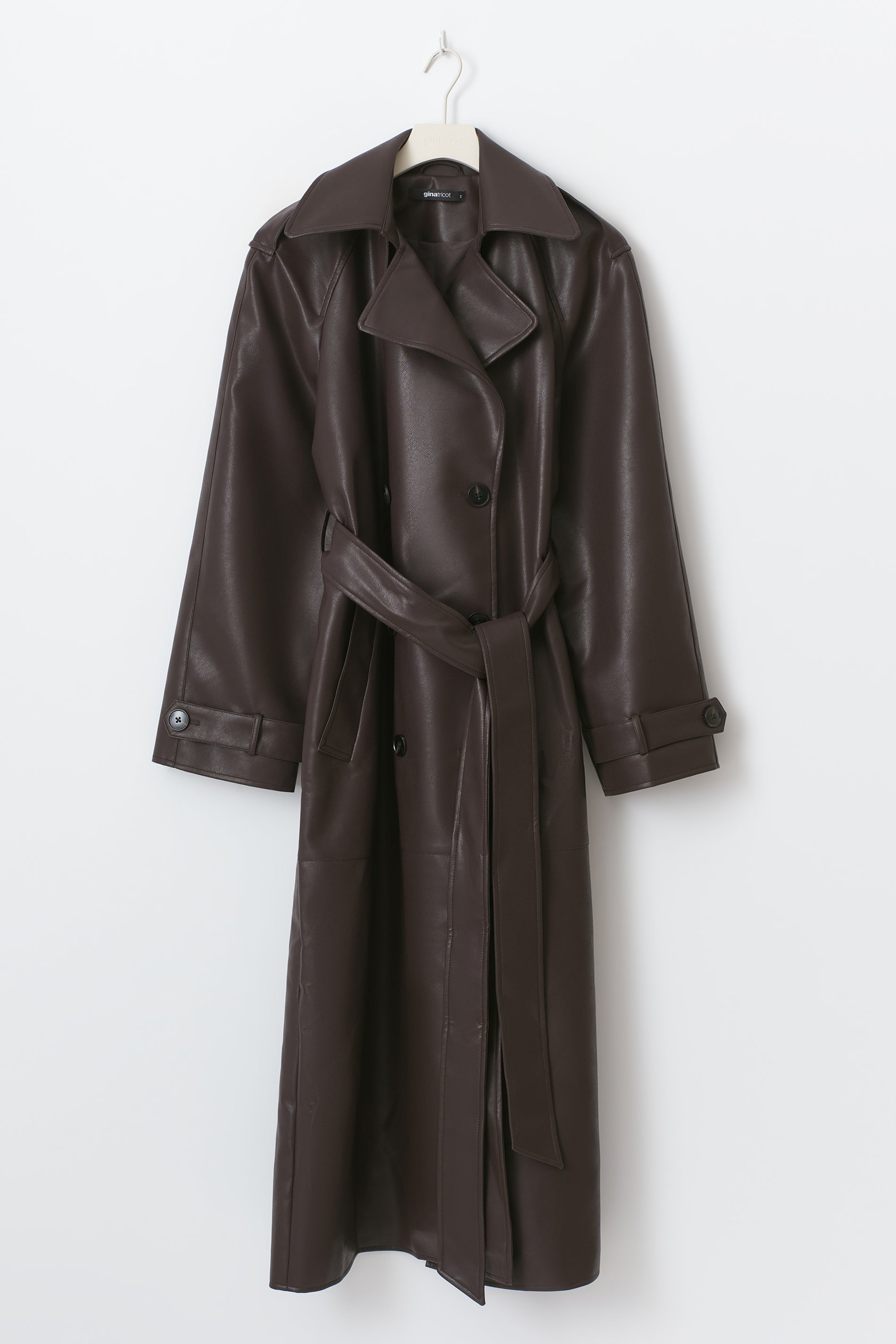 Gina Tricot / Belted pu trench coat / Dark brown (7180)