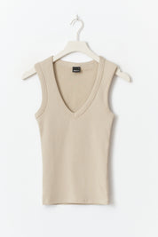 Gina Tricot / Tight v-neck rib tank / Feather gray