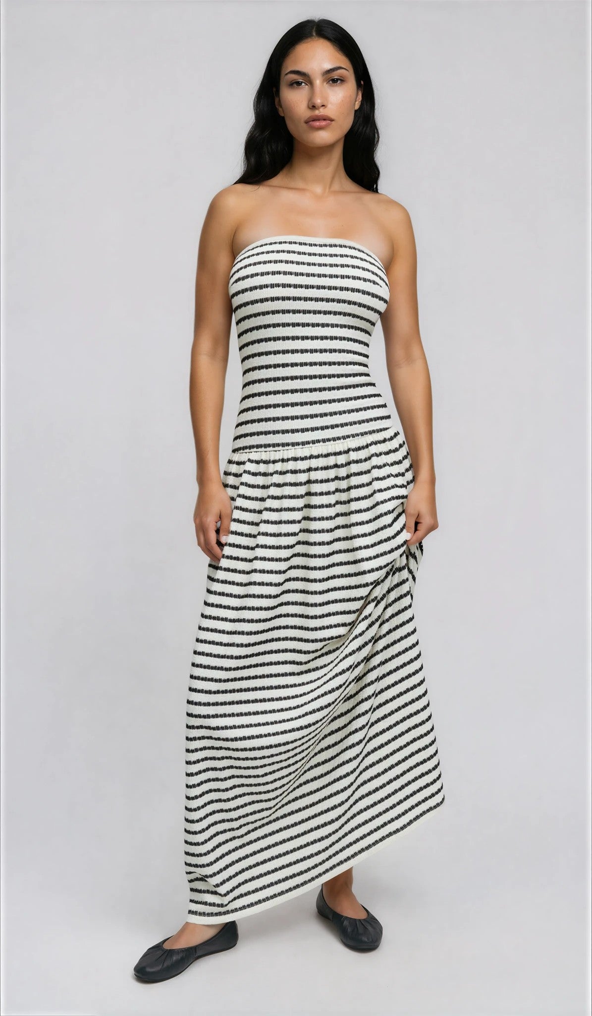 Gina Tricot / Dropped waist bandeau dress / Stripe (1057)