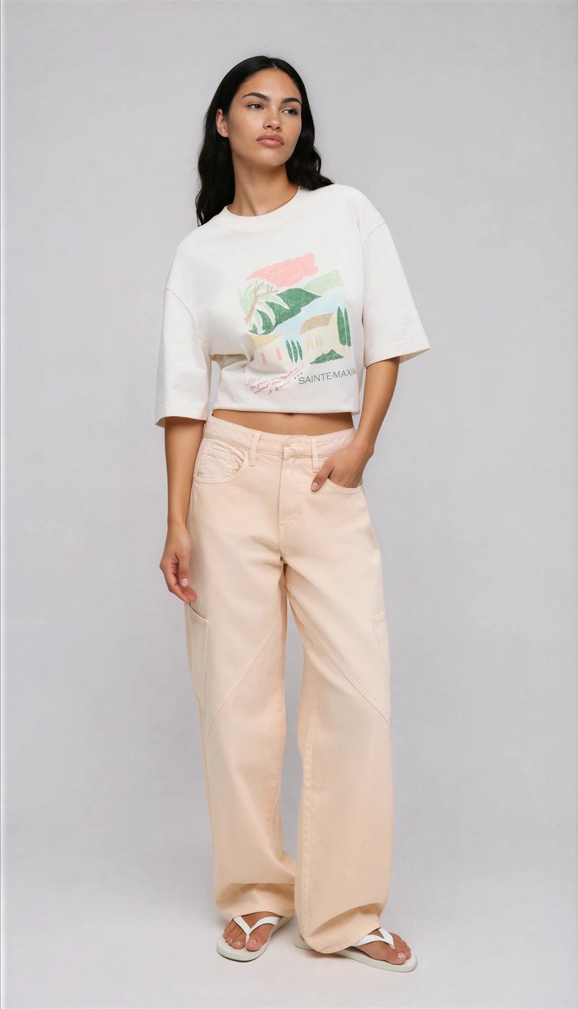Gina Tricot / Barrel cargo jeans / Peach (2560)