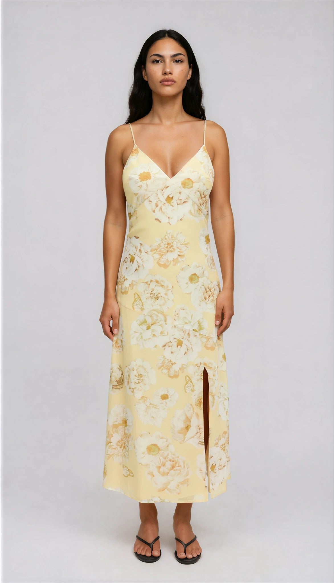Gina Tricot / Chiffon dress / Yellow flower (2201)