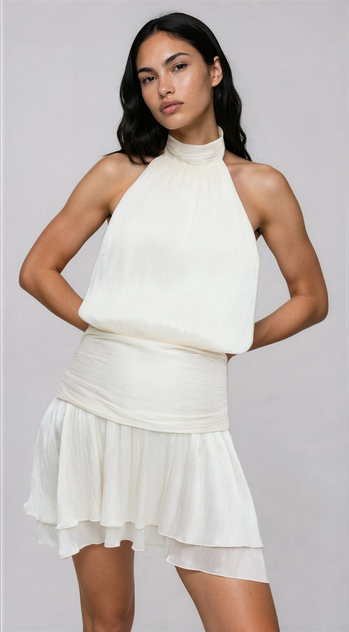 Gina Tricot / Halter neck mini dress / Antique white